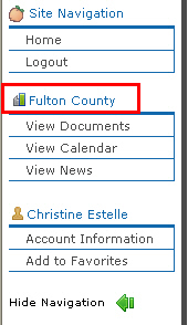 The Navigation bar, showing the county highlighted by a box