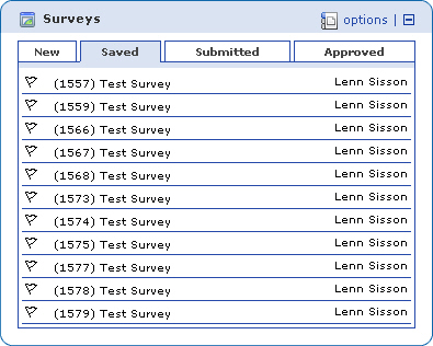 An example of the Saved tab