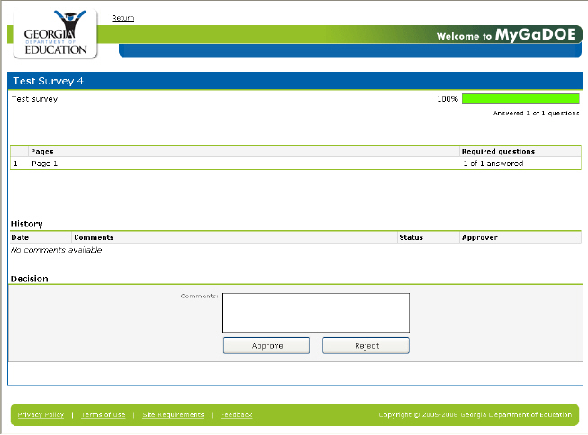The Approve survey page