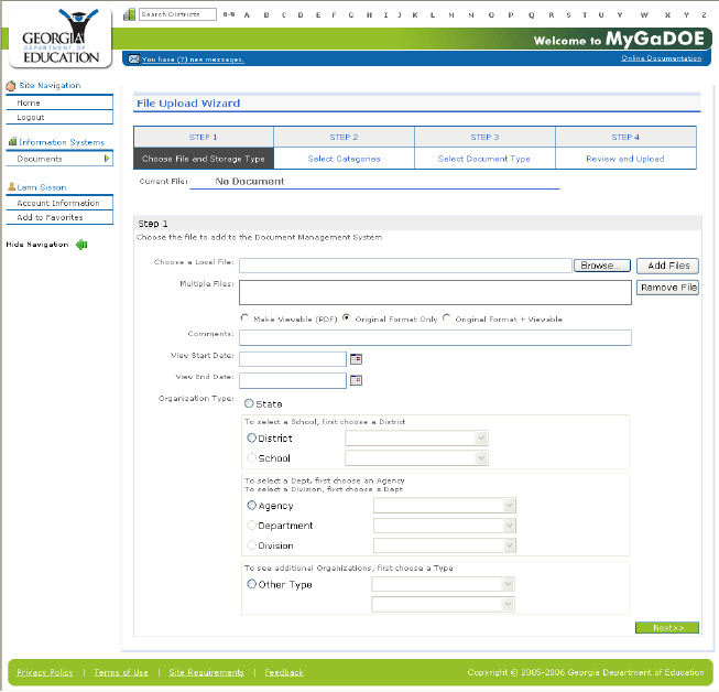 The File Upload page