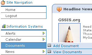 The Documents flyout menu