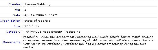 An example of record detail information