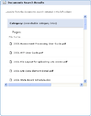 Example of search results