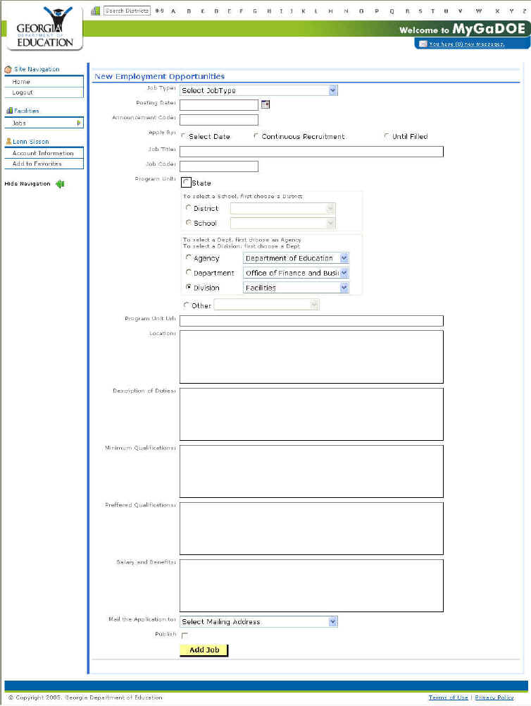 The New Employment Opportunities page