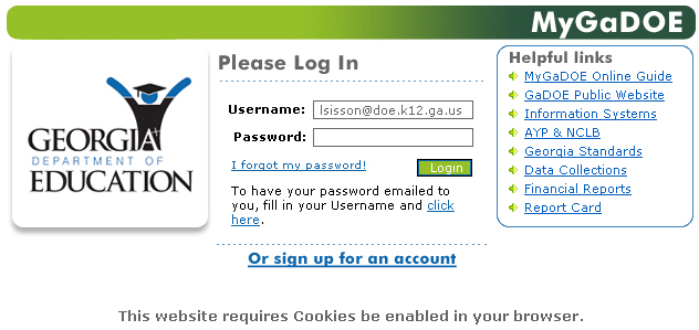 Login with Forgot Password message