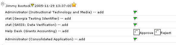 Shows an expanded section of the Approvals page
