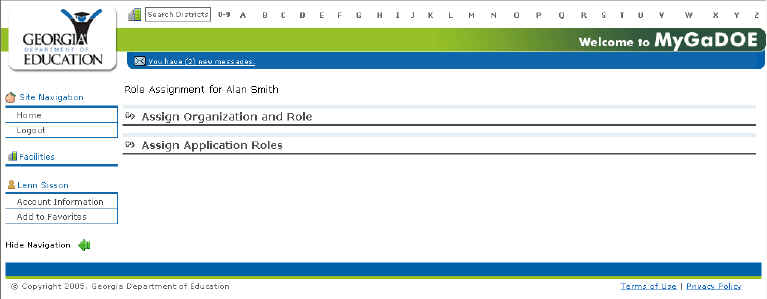 The Assign Roles page