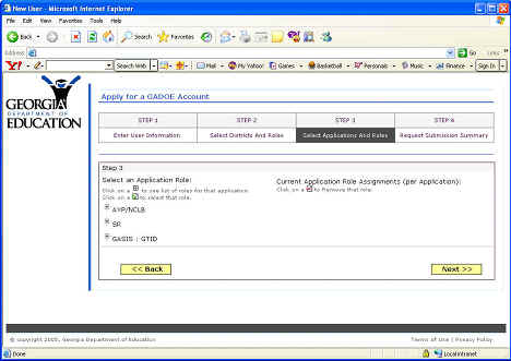 The Apply for a GaDOE Account Step 3 page