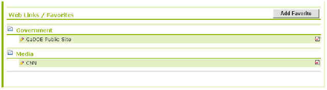 The Web Links / Favorites page